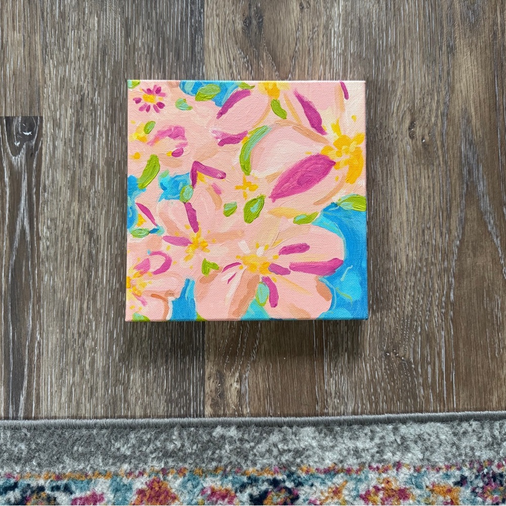 Original Acrylic on Canvas Tropical Flowers Abstract Painting NEW - Picture 3 of 8